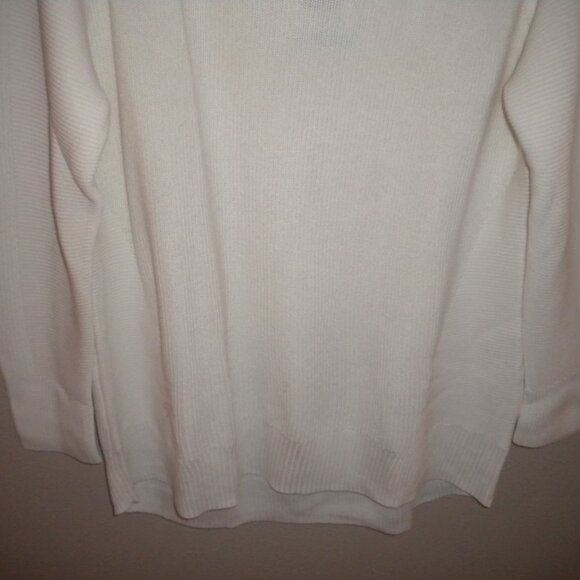 Matty M Women's Plus Size 2X Ivory Rib Stitch V Neck Sweater NWT - Picture 5 of 6
